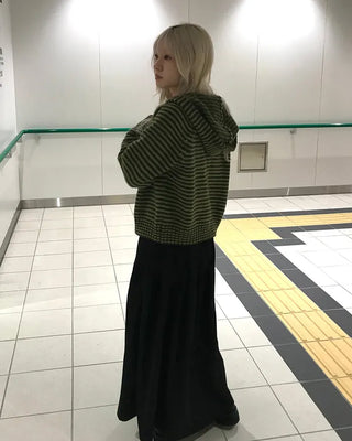 Striped knit hoodie