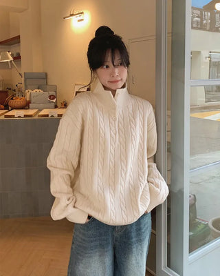 (3 colors) Thick Cable Knit Cardigan