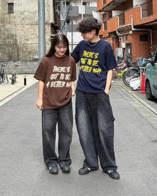 (Unisex) Marker Lettering Knit Half T-Shirt