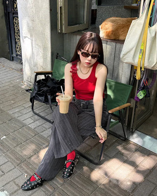 Perforated Mary Jane Flat Shoes