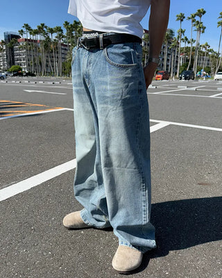 Wide balloon denim pants