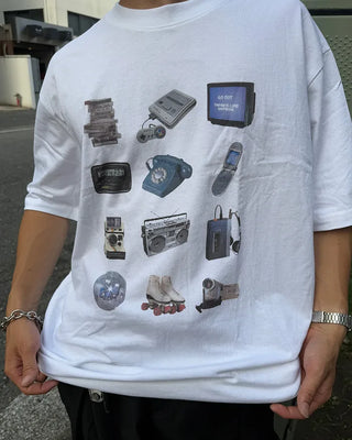Electronic device print short-sleeved T-shirt