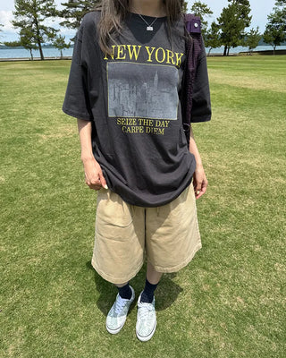 NEW YORK print half-sleeve T-shirt