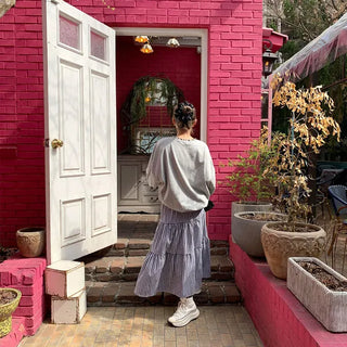 Checked cantan skirt
