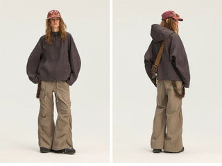 [Monterest] Textured Plaid Hooded Jacket