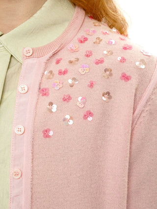 [Moromoro2] Sequin Flower Crew Neck  Cardigan
