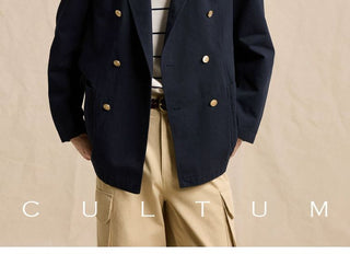 [CULTUM] Cotton Twill Double-Breasted Blazer