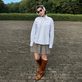 Cross-button blouse