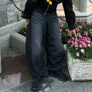 Washed balloon wide pants
