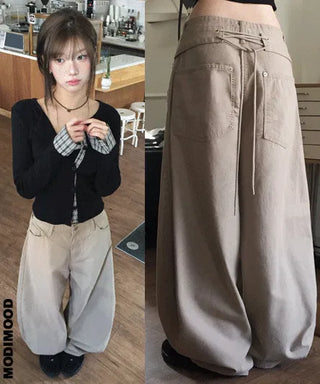 Balloon Corset Cotton Pants - 4 Colors