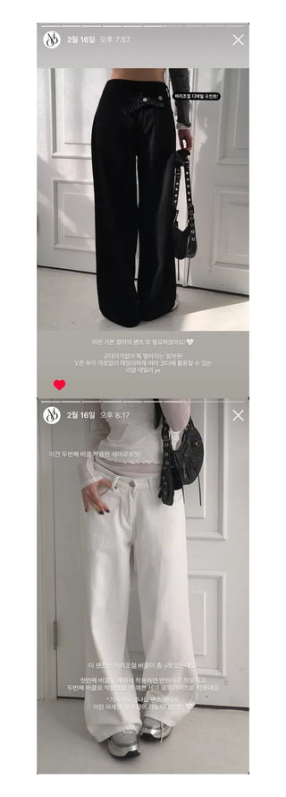 Yomul Pants 3-Button Adjustable Semi-Wide Pants - 2 Colors