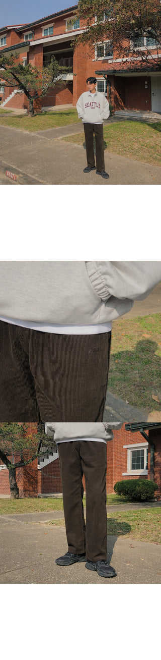 Natural Corduroy Elastic Waist Pants