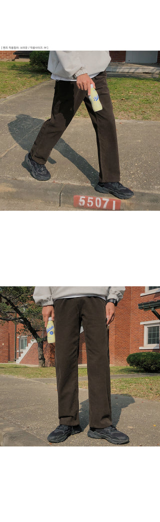 Natural Corduroy Elastic Waist Pants