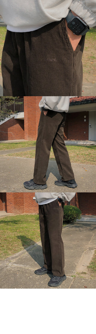 Natural Corduroy Elastic Waist Pants