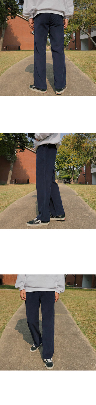 Natural Corduroy Elastic Waist Pants