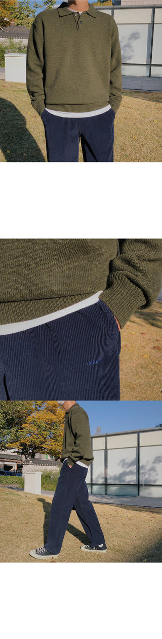 Natural Corduroy Elastic Waist Pants