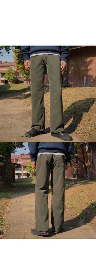 Natural Corduroy Elastic Waist Pants