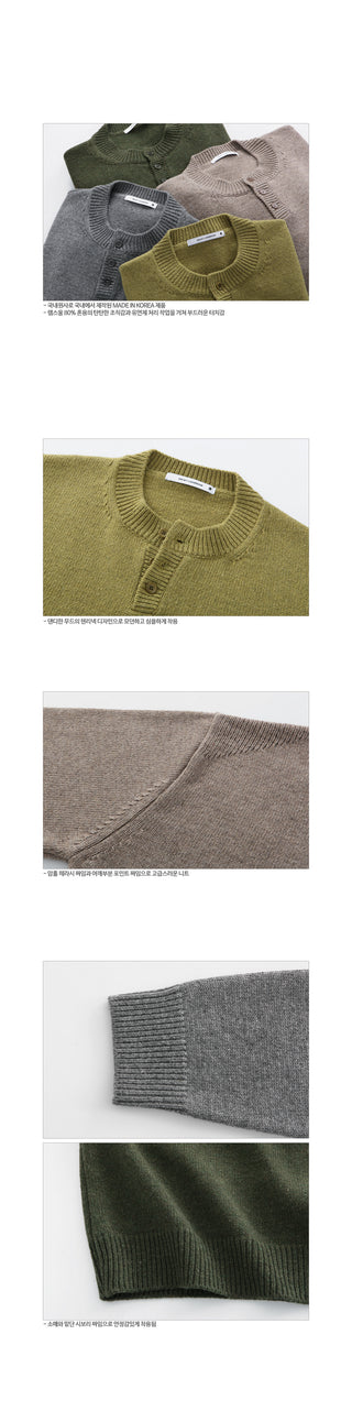 Relaxed Lambswool Henley Neck Knit