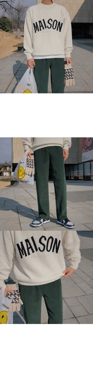Natural Corduroy Elastic Waist Pants