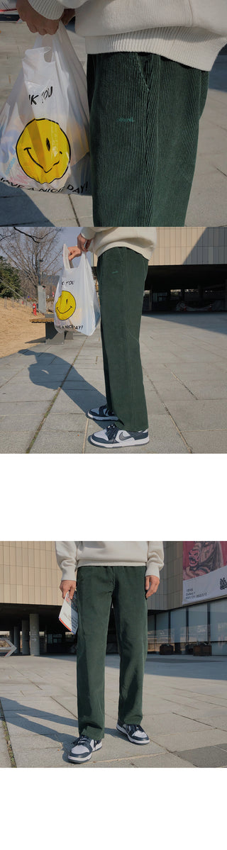 Natural Corduroy Elastic Waist Pants