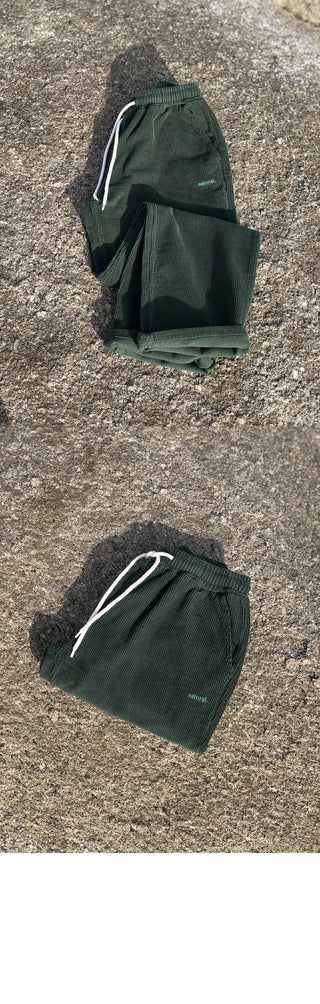 Natural Corduroy Elastic Waist Pants