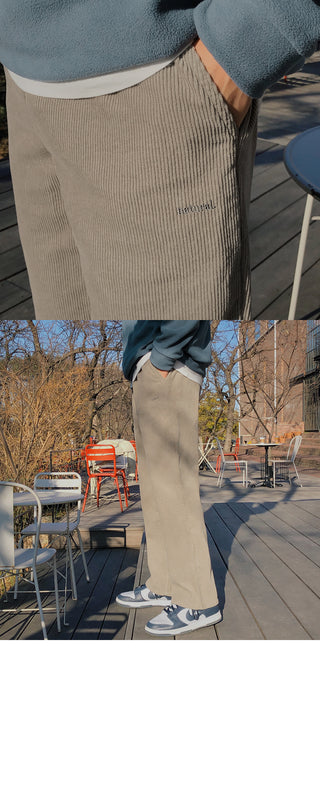 Natural Corduroy Elastic Waist Pants
