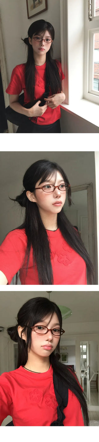 3D Flower Round Neck Short Sleeve T-Shirt - 5 Colors