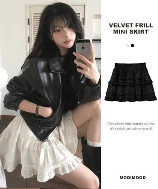 Velvet Cancan Mini Skirt - 2 colors