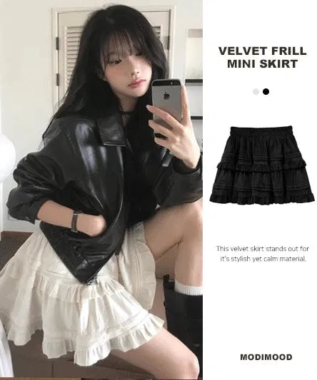 Velvet Cancan Mini Skirt - 2 colors