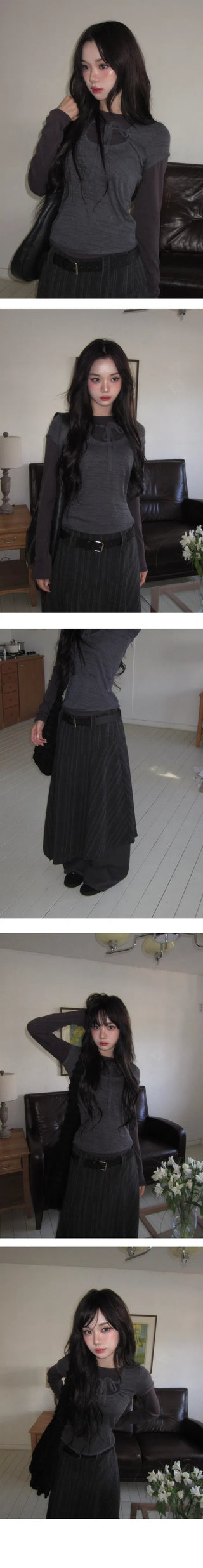 Belty Long Striped Team Skirt