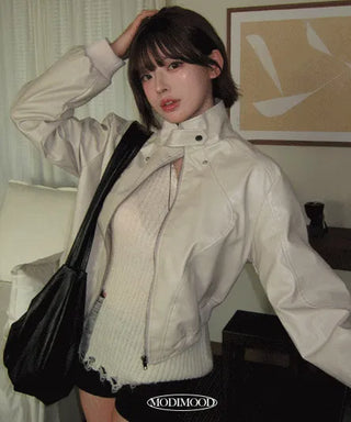 Ruby Leather Crop Line Jacket