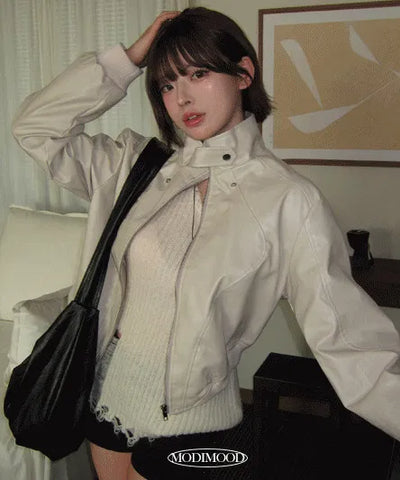 Ruby Leather Crop Line Jacket