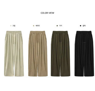 Wither Corduroy Long Wide Pintuck Pants - 4 Colors