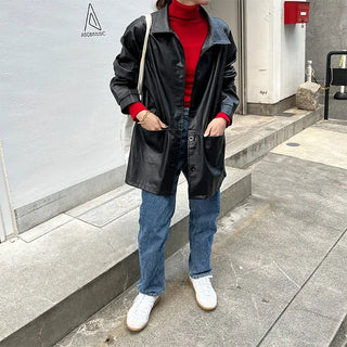 Long leather jacket