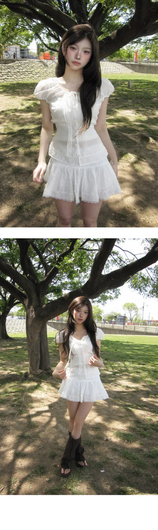 Simi Lace Frill Mini Skirt - 2 colors