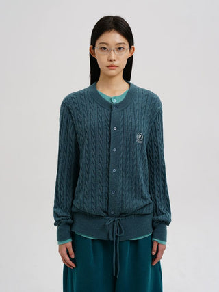 [MASONPRINCE] Two-Tone Cable Knit Cardigan