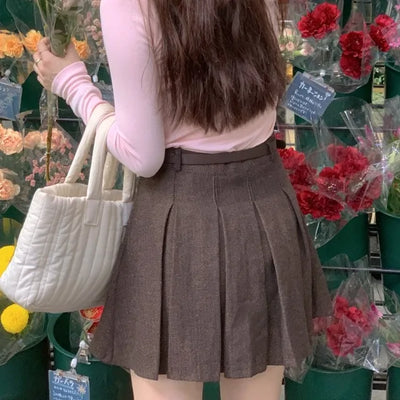 Johnny Pleated A-Line Mini Skirt (with belt)