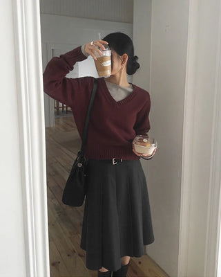 Pleated midi skirt