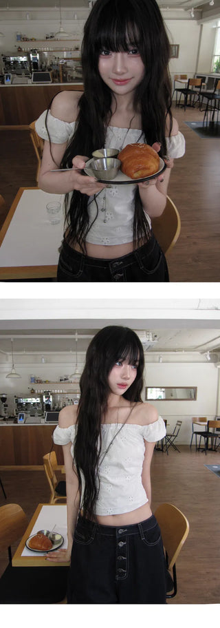 Punching Off Shirring Blouse - 2 colors