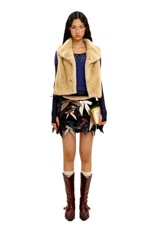 [Moromoro2] Multi-Bow Irregular Pleated Mini  Skirt