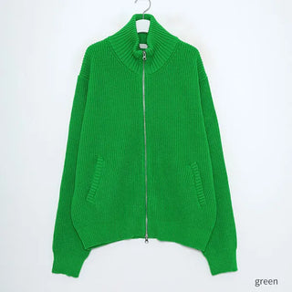 High-neck knit zip-up