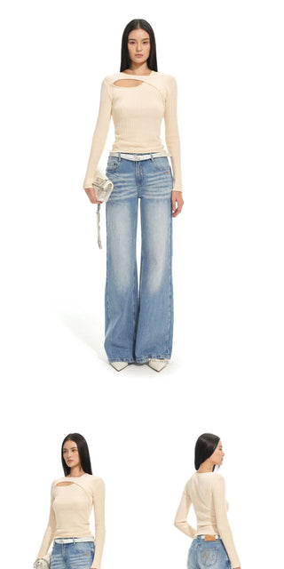 [NOTAWEAR] Cutout Ribbed Knit Top