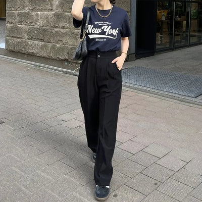 Pintuck Straight Slacks