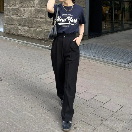 Pintuck Straight Slacks