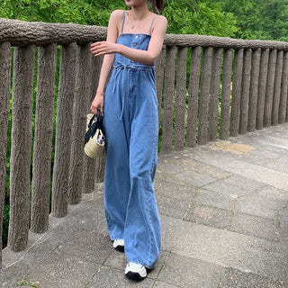 Denim bustier jumpsuit