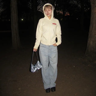Ribbon denim pants