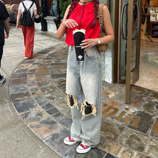 Vintage wide-leg denim pants