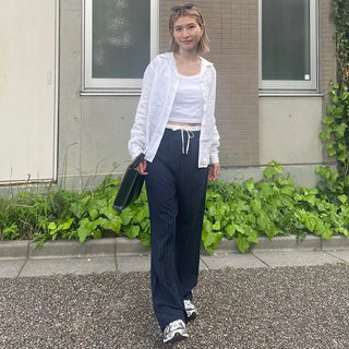 String stripe wide slacks