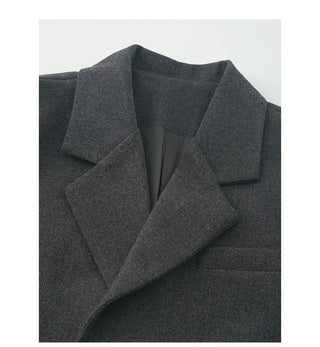 Gray basic blazer & scarf set