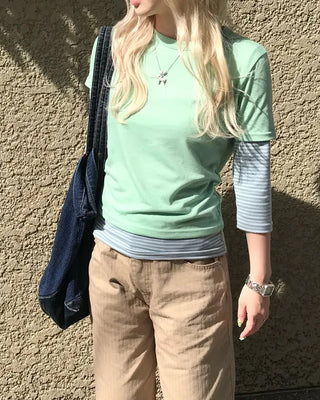 Layered Tencel Half T-Shirt